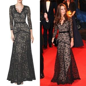 Elegant Black Lace Evening Gown Size 2X